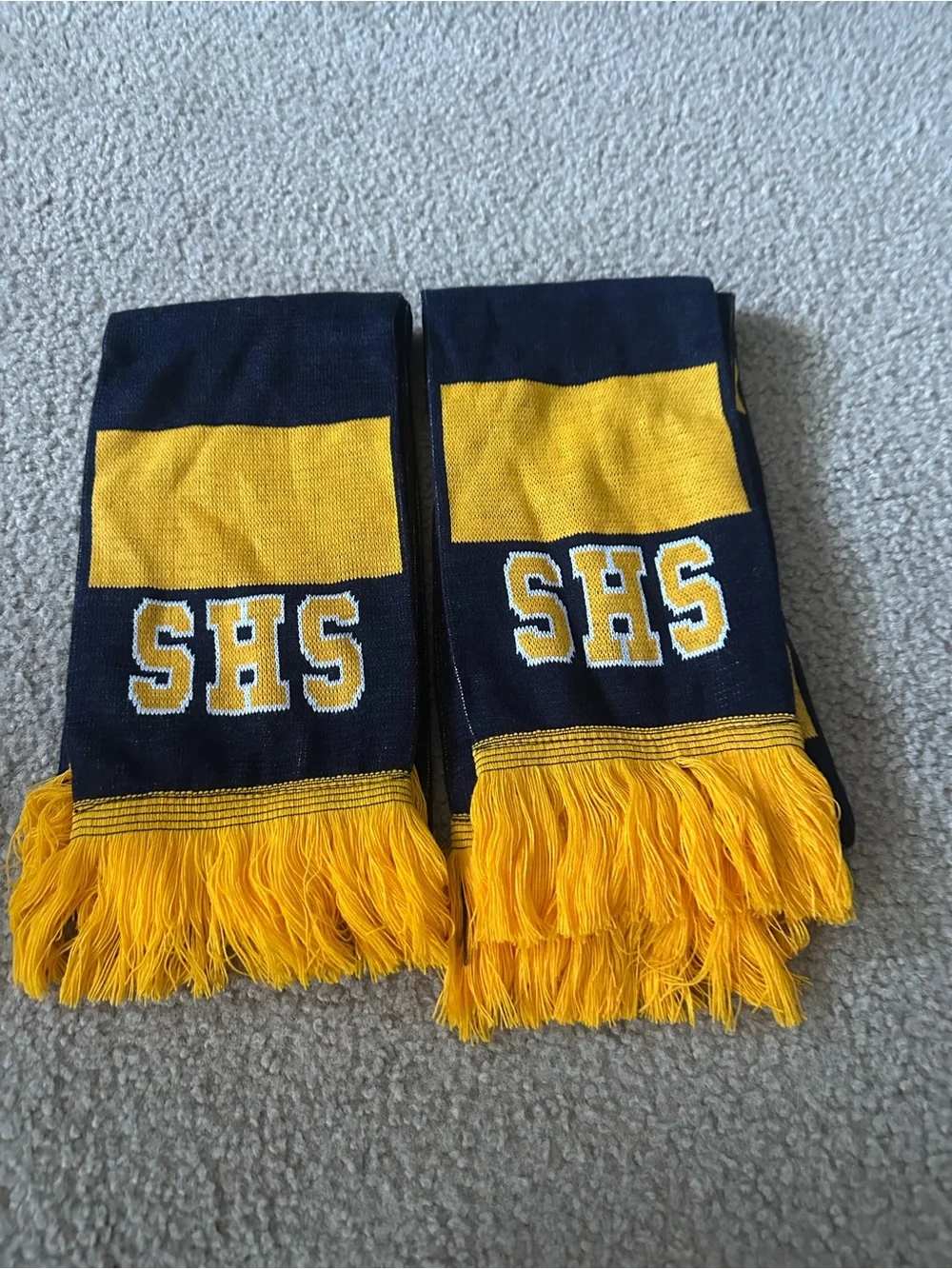 SHS Navy and Gold Fringed Team Scarf